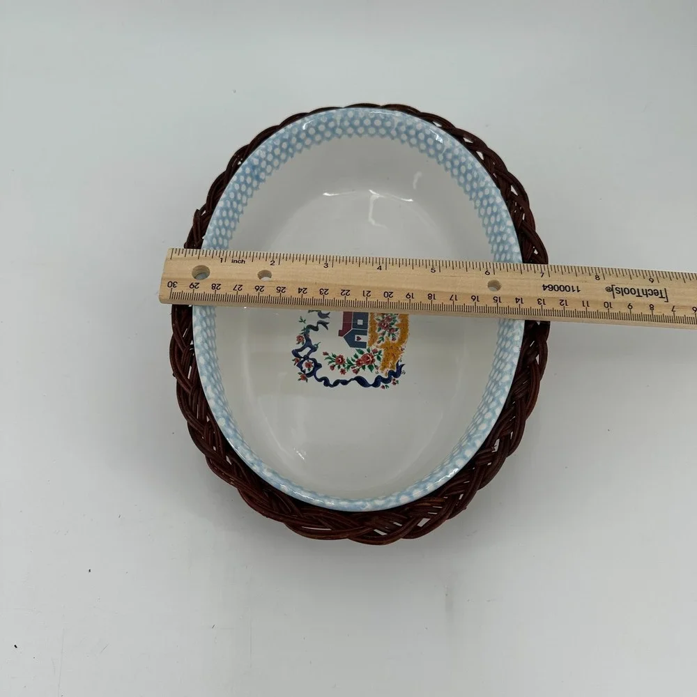 Vintage Teamson 1995 Country Home Farmhouse Baking Dish Stoneware‎ & Basket